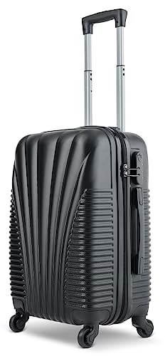 SA Products Cabin Suitcase - Hardshell Airline-Approved Luggage Bag for Travel - Cabin Bag with Inner Pockets, Extendable Top Handle, Side Handle, 4 Spinner Wheels, Lock - 55x22x38cm, 35L, Black