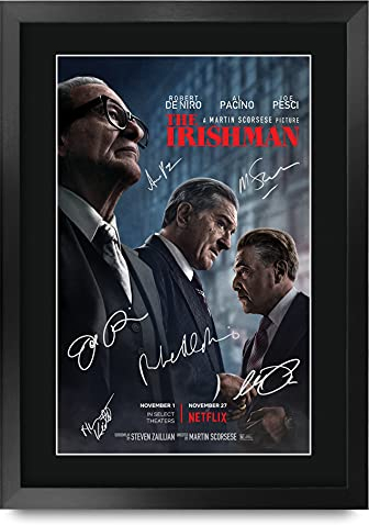 HWC Trading A3 FR The Irish Man Die Darsteller Robert De Niro Al Pacino Geschenke Printed Poster Autogramm Bild für Film-Memorabilia Fans - A3 Eingerahmt