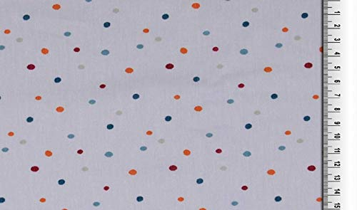 Fabrics-City BUNT-GRAU Reine Baumwolle Punkte Muster Baumwollstoff Stoff Stoffe, 5165 (Bunt-Grau)
