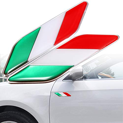 Distintivo per Auto, 2 Pezzi 3D Bandiera Adesiva Italiana Adesivo per Auto Distintivo Impermeabile Styling Decor