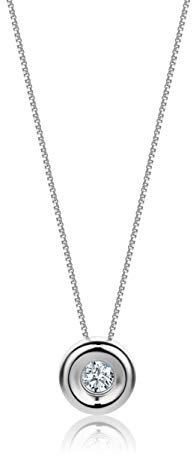 Orovi – Kette Damen aus 18 Karat (750) Weißgold mit natürlichem Solitär Diamant Anhänger (0.05 Ct) in Zargenfassung – Luxus Edelstein Halskette Damen – Allergenfrei & handgemacht (42 cm)