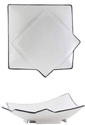 Plato en forma de personalidad plato blanco creativo plato de cena irregular plato hondo europeo de cerámica para el hogar-Plato cuadrado grande de oro y jade