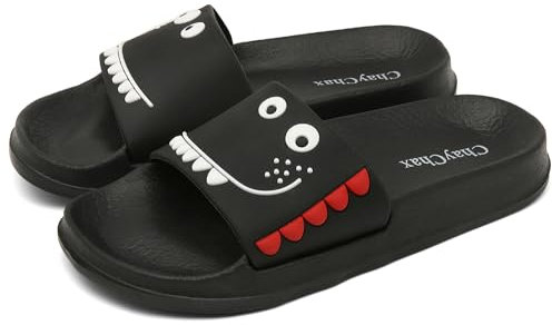 ChayChax Ciabatte da Spiaggia e Piscina per Ragazzi e Ragazze Antiscivolo Pantofole da Bagno e Doccia Leggeri Sandali a Punta Aperta,Nero B,34/35 EU=Fabbricante 35