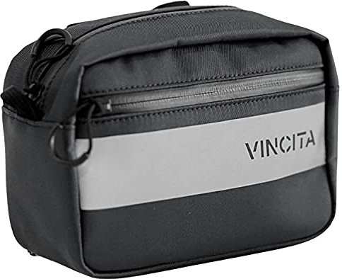 Vincita Bicycle Handlebar Bag for Road Bike - Storage Pouch for Road Bike, Mountain, E-Bike Folding Bike - Road Bike Front Handlebar Bike Bag with Shoulder Strap - (Black)