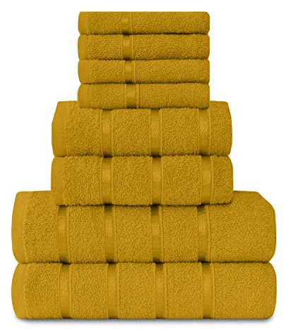 GC GAVENO CAVAILIA Handtuch-Set, ägyptische Baumwolle, Handtuch, Badetuch, schnell trocknende und sehr saugfähige Handtücher, Ockerfarben, waschbare Handtücher für Badezimmer, 8-teilig