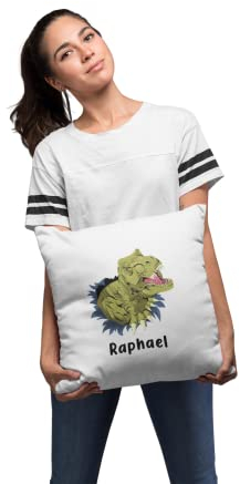 Sambosa Kinder Kissen Personalisiert mit lustigem Dino Motiv und Wunschname - individuelle Geschenke Kissenbezug Kissenhülle Kind Geburtstag Junge Mädchen Geschenkidee