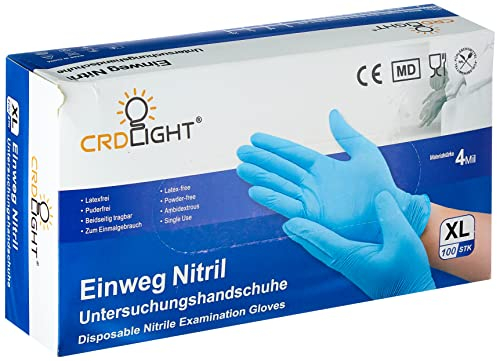 CRD Light KDNG02M-XL Einweghandschuhe, Nitril, 100 Stück, Größe: XL EN 455, EN 374, EN 420