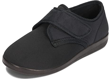 OrtoMed Öppna ortopediska skor Dam Herr Justerbar bredd Ortopedisk innersula Kardborreband Microvelour Svart 36-46 EU (Svart 6013, Europeiska skostorlekar, Vuxen, Numeriskt, Medel, 40)