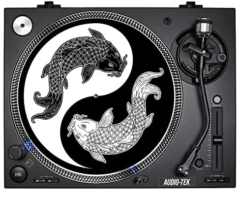 Yin Yang Koi Fish Slip Mat 12 inch Art Deco Slip Mats Turntable Decks Records Slipmat Slipmats Mat DJs Accessories Gift For Him Her