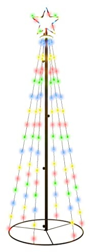 vidaXL LED Weihnachtsbaum Kegelform Tannenbaum Lichterbaum Weihnachtsdeko Stern Beleuchtung Außen Beleuchtet Lichterkette Mehrfarbig 108 LEDs 70x180cm