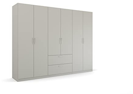 Rauch Möbel Pure by Quadra - Armario Giratorio para Puertas (6 Unidades, 3 estantes, 2 cajones, 271 x 210 x 54 cm), Color Gris