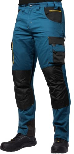 ACE Genesis Pro Herren-Arbeitshose lang - Männer-Arbeitshosen mit Stretch-Bund, Gummizug & Kniepolster-Taschen - Navy - 52