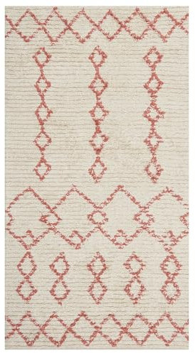 Beliani Teppich Baumwolle beige/rosa Muster geometrisch rechteckig 80 x 150 cm Buxar