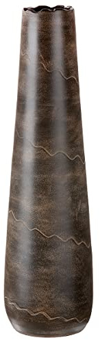 GILDE Keramik Vase Wave XXL - Dekovase wasserdicht Höhe 70 cm braun - Dekoration Wohnzimmer - europäische Herstellung