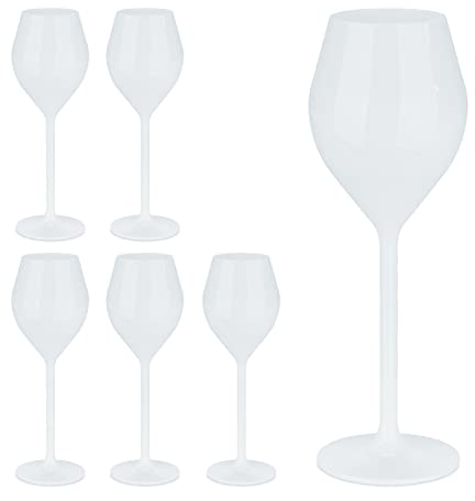 Relaxdays Champagner Gläser Kunststoff, 6er Set, bruchfest & BPA-frei, Mehrweg Sektgläser, 120ml, Champagnerkelche, weiß