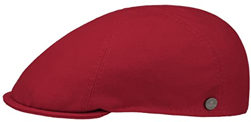 LIERYS Uni Cotton Flatcap Klassische Form Schiebermütze mit Stretchfutterband Herren Made in Italy Frühjahr Sommer rot M (56-57 cm)