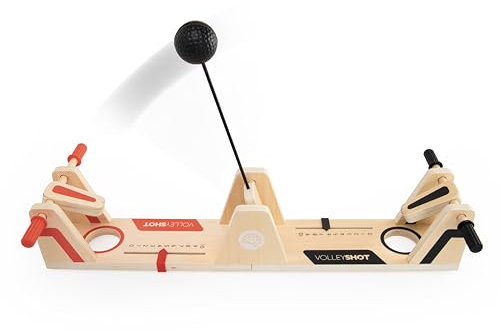 Fat Brain Toys VolleyShot - Juego de habilidad de mesa de madera para 2 jugadores para niños y adultos