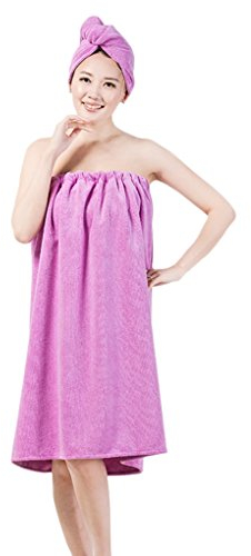 YJZQ Damen Saunakilt mit Haartuch Haartuch Set Saunatuch Bademantel Saunakilt mit Klettverschluss und Gummizug für Spa Dusche Baden