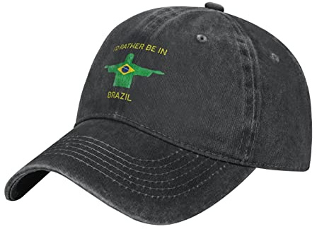 Washed Denim Brasilien (13) Flagge Baseball Cap Herren Schwarz Vintage Baumwolle Hut Unisex Patriotische Hüte, #210, M/Einheitsgröße