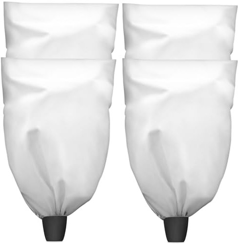 Plant Fleece Frost Protection for Outdoor Plants, 4 Pack 140cm x 180cm Plant Frost Cover Bags Jackets Garden Fleece with Drawstring, Horticultural Fleece for Plants Shrub, Olive Tree Covers for Winter