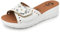 JOMIX Chanclas Mujer Cuña Sandalias Mujer Verano Chanclas Anatomicas Fabricadas en Italia Piel Cuero Piscina Playa Mar, Blanco, 39 EU