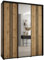 MEBLE KRYSPOL Cannes 7 Moderner Kleiderschrank mit 3 Schiebetüren mit Kleiderstange, Regalen und Spiegel - Aufbewahrungsschrank für Schlafzimmer, Wohnzimmer - 205,2x200x45 cm - Schwarz Artisan Schwarz