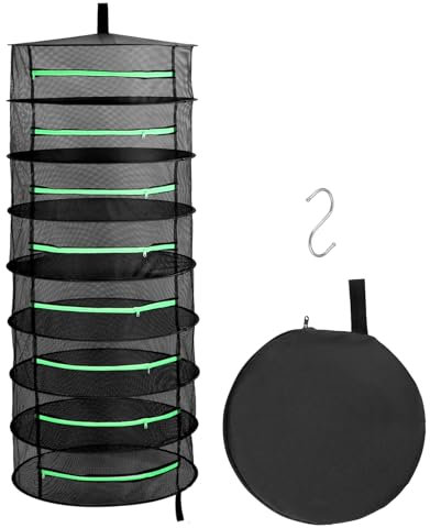 QWORK® Malla Secado Hierbas, Rejilla para Secador de Hierbas de Malla de 8 Capas, Rejilla para Secado de Hierbas Colgantes para Hierbas, Frutas, Flores y Verduras