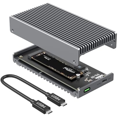 Qwiizlab Carcasa Externa USB 4 Thunderbolt de 40 Gbps Sin Ventilador - Chasis de Disipador de Calor de Aluminio para SSD PCIe M.2 NVMe de Hasta 8 TB (SSD No Incluido)