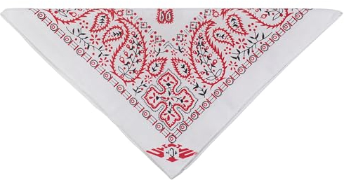 fashionchimp Bandana aus 100% Baumwolle, Premium-Qualität, Nicki-Halstuch für Damen und Herren, 50x50cm (Weiß-Rot) BAN13