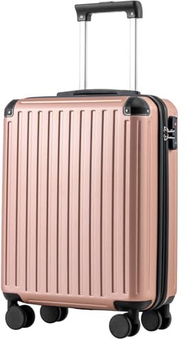 COOLIFE Cabin Suitcase 55X40X20cm for EasyJet Airlines Carry on Cabin Luggage Hard Shell Suitcase Lightweight with TSA Lock and 4 Dual-Spinners Wheels (Rose Gold, 55 x 40 x 20cm)