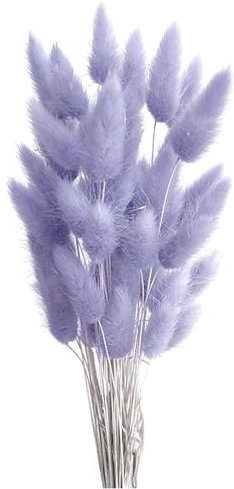 Yeehliny Pflanzenstiele, ländlicher Stil, Hasenschwanz Trockenblumen Deko ewig haltbar Pampasgras & getrocknete Blumen Pampasgras Trockenblumenstrauß Vase Deko,50 Stück (Blau-violett)