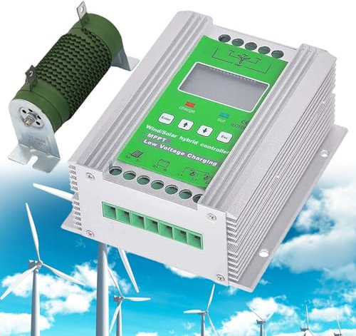 Fablestoryem Regolatore di Carica Ibrido Solare Eolico MPPT 12V 24V 48V LCD Regolatore di Carica di energia 6000W Eolico 8000W Solare fotovoltaico per Pannello Solare per Turbine eoliche,12V