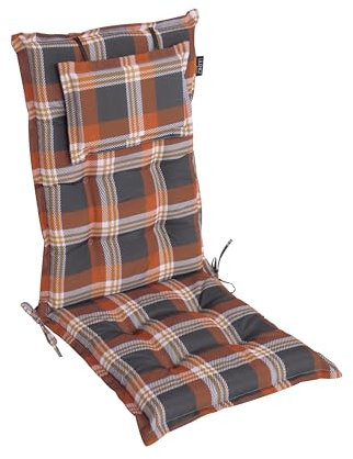 LILENO HOME Mar Cuscini per sedia da giardino, in set da 1, per sedia a sdraio con schienale alto, rosso a quadri, comodi cuscini per sedie pieghevoli