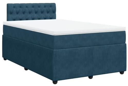 vidaXL Boxspringbett mit Matratze Blau 120x200 cm Samt