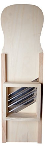 KERAZO Lot de 4 mandolines en bois de hêtre, avec pilon, pince, fourchette, antibactérien. Idéal pour la fabrication de choucroute et légumes fermentés (90 x 24 cm)