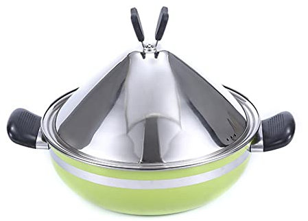 Nonstick Stainless Steel Fast Cooking Tagine Pot 28cm Heighten Cone Shaped Lid for Moroccan Tajine Steamer Casserole Multifunctional and Durable
