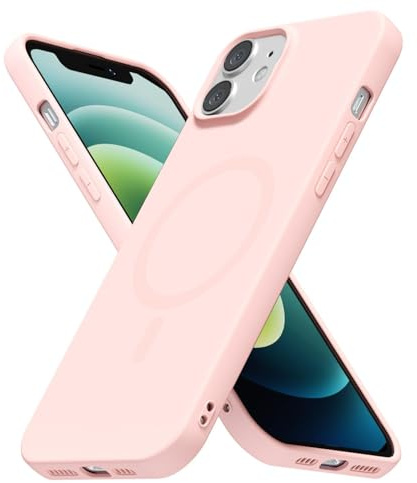 LoeoeL for iPhone 12/12 Pro Case Silicone Mag Safe, Compatible with Magsafe Ultra Slim Thin Magnetic Phone Case for Women Girls, Soft Rubber Gel Matte TPU Solid Color Minimalist Cover, Light Pink