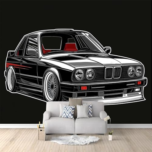 Fototapete Abstrakt Cartoon Auto Drucken Wohnzimmer Schlafzimmer Wandtapete Vlies Tapete 350x256 cm, Gedrucktes Wandbild UV-Beständig Geruchsfrei Schwarz Wand Dekoration
