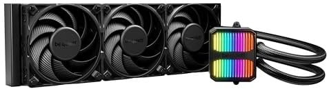 be quiet! Silent Loop 3 360mm CPU liquid cooler, 3 Silent Wings 4 120mm PWM high-speed fans, virtually inaudible operation, 6-pole motor, immensely high cooling performance, discreet ARGB lighting