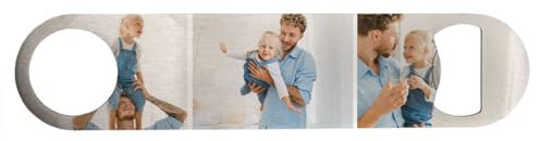 ORWO – Flaschenöffner personalisiert mit Foto | rostfreier Edelstahl | Maße: 18 x 4 cm | Daumenloch zum Halten und Aufhängen | Werbegeschenk Flaschenöffner | Flaschenöffner bedrucken (3er-Collage)