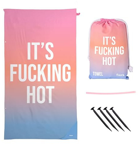 FISURA It's f*cking Hot Strandtuch mit Farbverlauf, groß, aus Mikrofaser, leicht, für Pool, Strand, Camping, Picknick, Anti-Sand, schnelltrocknend, originelles Geschenk, 180 x 100 cm