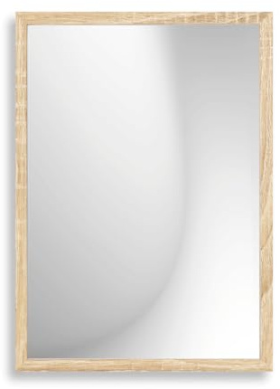 Infantasie Claudia Wandspiegel mit Rahmen nach Maß 50x70 cm, Eiche Sonoma | Echtglas, MDF-Profilleiste 30 mm foliert, HDF-Rückwand, Aufhängung horizontal/vertikal, handgefertigt, für Flur & Garderobe