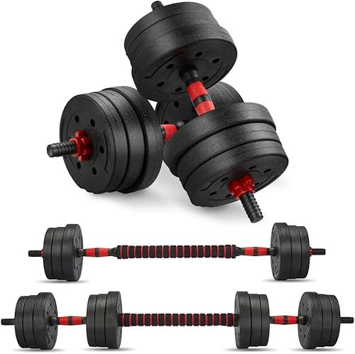 20kg 30kg Adjustable Dumbbells Set - Free Weights Dumbbell Handle Bars Pair - Excellent for Weight Lifting Body Building Home Gym Training Equipment Barbell Bench Press Exercise (10KG)