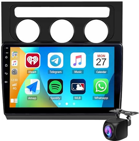 Estéreo De Coche Android 14 Para Vo-lkswagen Touran 2004-2008 Con CarPlay Inalámbrico Android Auto Cámara Trasera Gratuita Radio De Coche De 10 Pulgadas 2 DIN Compatible Con DAB Volante(Size:M100S)