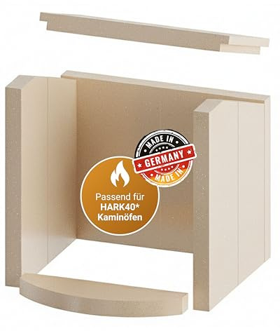 Feuerraumauskleidung - Passend für Hark 40** & weitere Kamin & Ofenmodelle inkl. Modellübersicht - Kaminofenauskleidung aus Vermiculite - passgenau & einfach austauschbar 8-teilig