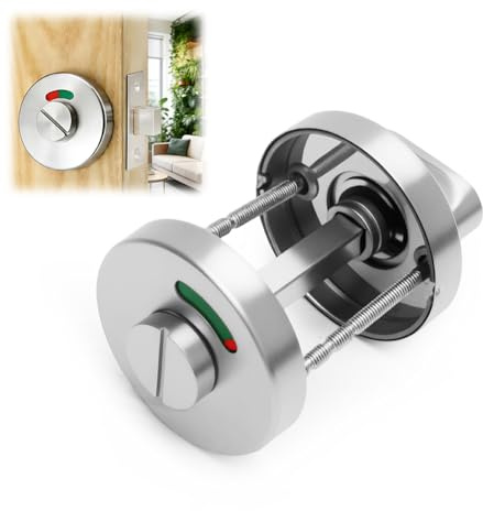 Yuragim WC Schloss Drehknopf, WC Rosette mit Belegtanzeige Türschloss Rosette Edelstahl Tür Rosetten Türbeschlag Badezimmer Schloss mit Drehknopf für Toilettentüren,Toilettenschloss,Drehschloss,Rund