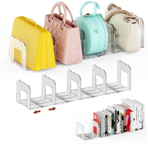 GlowSai Handtaschen Trenner Aufbewahrung 1 Set, Verstellbare Taschen Organizer Schrank,Handtaschenorganizer Taschenständer, Regaltrenner für Bücher Clutch Tragetaschen