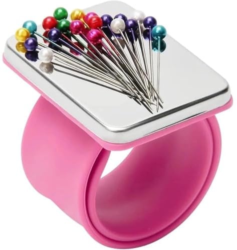 Magnetic Silicone Wrist Strap, Portable Arm Pin Cushion, Elastic Wrist Strap, for DIY Sewing Embroidery Hair Clips, Pink