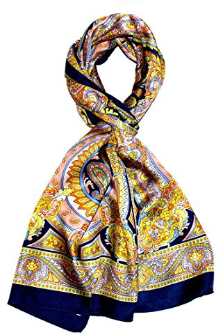 Lorenzo Cana Herren Seidenschal aufwändig bedrucktes Paisleymuster Schal 100% Seide 50 cm x 170 cm harmonische Farben Schaltuch 8907211