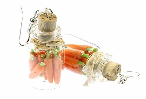 Miniblings Karotten im Glas Vorratsglas Ohrringe Konserve Fläschchen Glas Küche - Handmade Modeschmuck I Ohrhänger Ohrschmuck versilbert